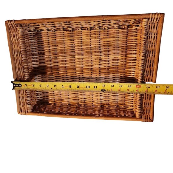 Vintage Woven Bamboo Rattan Tray Rectangle 15"x13"x3" For Rustic Home Decor Or S - Picture 3 of 5